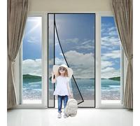 Puerta con mosquitera magnética, 175x210cm Negro Cortina de ventana para prevenir mosquitos e insectos, adsorción magnética de cierre automático