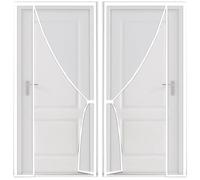 Puerta con pantalla magnética 125x210cm, malla de fibra de vidrio reforzada con tira de gancho y bucle de marco completo Blanco