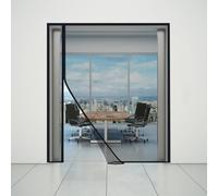 Puerta con pantalla magnética 155x205cm Imanes, malla resistente, cierre magnético con pantalla para puerta para puerta corrediza frontal única Negro