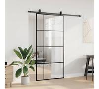 Puerta corredera 102,5 x 205 cm cristal ESG negro