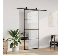 Puerta corredera 90 x 205 cm cristal ESG con herrajes negros