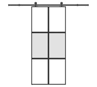 Puerta corredera 90 x 205 cm vidrio templado aluminio mate | Deslizamiento silencioso, cojinete interior, tope de puerta, junta de goma, ahorro de espacio, diseño moderno