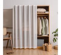 Puerta corredera autoadhesiva blanca para armario, lavable, a prueba de polvo, 90 x 180 cm, diseño de pista de susurros y fácil instalación para sala de estar y dormitorio
