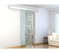 Puerta corredera con aplique HEIDI - Altura 205 x Ancho 83 cm - Cristal templado