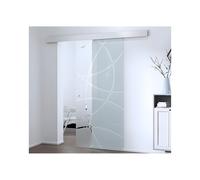 Puerta corredera con aplique HEIDI - Altura 205 x Ancho 93 cm - Cristal templado