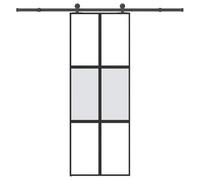 Puerta corredera con herraje, 76 x 205 cm, vidrio templado y aluminio | Vidrio templado, marco de aluminio, cojinete interior, tope de puerta, junta de goma, mate y transparente