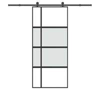 Puerta corredera con herraje, 90 x 205 cm, cristal templado, hoja de | Ahorro de espacio, vidrio mate y transparente, deslizamiento silencioso, cojinete interior, tope de puerta, junta de goma