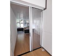 Puerta corredera con panel acrílico transparente, mejora los espacios interiores del hogar para lavanderías, armarios y separadores de cocina