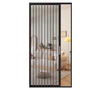 Puerta corredera de acordeón ventilada con malla y cerradura, puerta plegable de aleación de aluminio, sin taladro, pantalla retráctil para espacios interiores