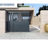 Puerta corredera de aluminio con calados Ancho 314 x Alt. 149 cm antracita TARNOS II