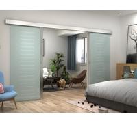 Puerta corredera de doble hoja con sistema de aplique - Alt. 205 x Ancho 166 cm - Cristal templado - ASTANA