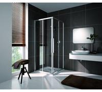 Puerta corredera de ducha de esquina de coral de dos partes con panel fijo myDay ESF2 75/90 725-745x875-895x2000mm, VB029S1120DA1, Cabinas de ducha: Marco: Plata pulida, Vidrio: ESG