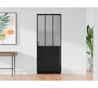 Puerta corredera estilo taller empotrada - Negro y cristal templado mate - Alt. 205 x Ancho 93 cm - ARTISTO II