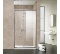 Puerta corredera HSK Favorit, de 2 hojas, con perfil para suelo, medidas: 140 x 185 cm, elemento fijo a la derecha, 135140-R-ST-50edelglas, Cabinas de ducha: Colores estándar: ESG transparente con vid