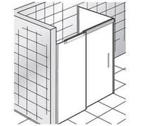 Puerta corredera HSK K2P de 2 hojas con panel lateral, medidas: 140,0 x 90,0 x 200,0 cm, tope a la izquierda, panel lateral a la derecha, 2140140-L-41-50edelglas, Cabinas de ducha: Aspecto cromado: ES