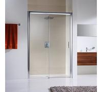 Puerta corredera HSK SOLIDa de 2 hojas, 120,0 x 200,0 cm, elemento fijo a la izquierda, sin suelo, 1522120-L-01-50edelglas, Cabinas de ducha: Aluminio-plata mate: ESG transparente con vidrio noble