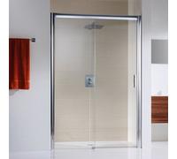 Puerta corredera HSK SOLIDa de 2 hojas, 160,0 x 200,0 cm, elemento fijo a la izquierda, sin suelo, 1522160-L-01-50edelglas, Cabinas de ducha: Aluminio-plata mate: ESG transparente con vidrio noble