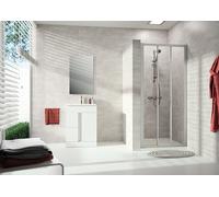 Puerta corredera HÜPPE Alpha 2, 3 partes, todos los segmentos móviles, 900x2000mm, totalmente enmarcada, A24306087264, Cabinas de ducha: Color del perfil plata mate Vidrio artístico Pacific S transpar