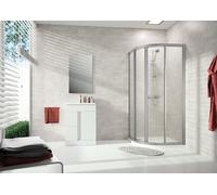 Puerta corredera HÜPPE Alpha 2, cuarto de círculo, con dos segmentos fijos, 800x800x1900mm, radio 550mm, totalmente enmarcada, A22503055375, Cabinas de ducha: Perfil color blanco ESG Privatima cristal