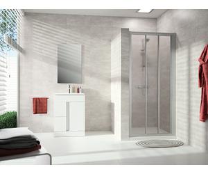 Puerta corredera HÜPPE Alpha 2, de 2 hojas, con segmento fijo, 750x1900mm, totalmente enmarcada, A22209087264, Cabinas de ducha: Color del perfil plata mate Vidrio artístico Pacific S transparente