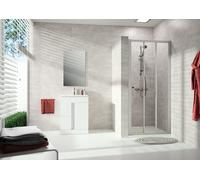 Puerta corredera HÜPPE Alpha 2, de 2 hojas, con segmento fijo, 800x2000mm, parcialmente enmarcada, A20306055375, Cabinas de ducha: Perfil color blanco ESG Privatima cristal con antiplaca