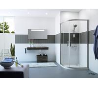 Puerta corredera HÜPPE Classics 2 cuarto de círculo, radio: 55 cm, anchura:100cm, altura:200cm, fijación izquierda y derecha, C20620055375, Cabinas de ducha: Perfil color blanco ESG Privatima cristal