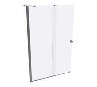 Puerta corredera peatonal HÜPPE Xtensa pure una sola pieza, con segmento fijo, anchura:140cm, tope izquierdo, barra de estabilización, XT0125069321, Cabinas de ducha: Color de perfil plata cristal de