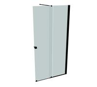 Puerta corredera HÜPPE Xtensa pure Walk-In una sola pieza, con segmento fijo, anchura:100cm, tope derecho, travesaño, XT0201123348, Cabinas de ducha: Color del perfil Negro Edición Vidrio ESG Arena Pl