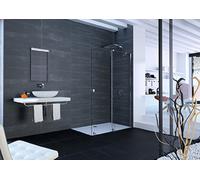 Puerta corredera HÜPPE Xtensa pure Walk-In una sola pieza, con segmento fijo, anchura:110cm, tope derecho, barra de estabilización, XT0222123380, Cabinas de ducha: Color de perfil Vidrio Black Edition