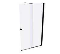 Puerta corredera HÜPPE Xtensa pure Walk-In una sola pieza, con segmento fijo, anchura:110cm, tope derecho, travesaño, XT0202123321, Cabinas de ducha: Color de perfil Vidrio Black Edition ESG transpare