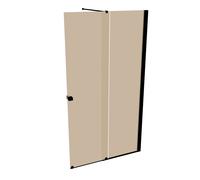 Puerta corredera HÜPPE Xtensa pure Walk-In una sola pieza, con segmento fijo, anchura:110cm, tope derecho, travesaño, XT0202123378, Cabinas de ducha: Color del perfil Black Edition Cristal ESG Bronce
