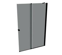 Puerta corredera HÜPPE Xtensa pure Walk-In una sola pieza, con segmento fijo, anchura:140cm, tope derecho, barra de estabilización, XT0225123301, Cabinas de ducha: Color del perfil Negro Edición Crist