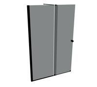 Puerta corredera HÜPPE Xtensa pure Walk-In una sola pieza, con segmento fijo, anchura:140cm, tope izquierdo, travesaño, XT0105123301, Cabinas de ducha: Color del perfil Negro Edición Cristal ESG Gris