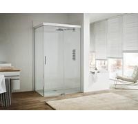 Puerta corredera Koralle S600Plus con tabique en el lado de la entrada DSTD2 120 R, tabique a la derecha, 1200mm, V1153S7220UP1, Cabinas de ducha: Perfil/panel: Plata brillo intenso / Nero, Vidrio: ES