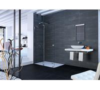 Puerta corredera peatonal HÜPPE Xtensa pure una sola pieza, con segmento fijo, ancho:140cm, tope izquierdo, barra de estabilización, XT0125069301, Cabinas de ducha: Color del perfil plata alto brillo 