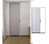 Puerta Corredera Plegable 203x203 183x203 152x203 122x203 81x203 79x203 76x203 61x203 cm, Puertas Interiores Retráctiles con Cerradura y Llave, Puertas Plegables Invisibles(White,58x80in/147x203cm)