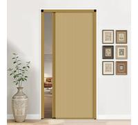 Puerta corredera plegable acordeon Interior, para entrada, diseño de panal, puerta de ducha retráctil con manija, divisor de ambientes(Amarillo - W×H:130×200cm)