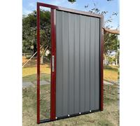 Puerta corredera plegable acordeon Interior Puerta plegable divisoria de aluminio, puertas corredizas tipo acordeón for armarios y baños con cerradura, marco gris, blanco(Red frame,176x203cm(68x80in))