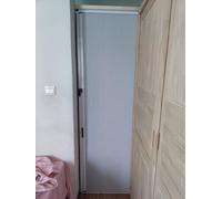 Puerta corredera plegable blanca para interiores, diseño sin taladro, para baño, despensa y ático (altura 190 cm de ancho, 60 cm)