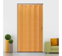 Puerta corredera plegable de PVC para espacios interiores, diseño de grano de madera para una privacidad elegante en cocinas, baños y armarios
