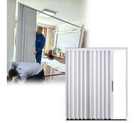 Puerta Corredera Plegable Puerta Plegable de Aluminio Blanca con Cerradura, Puerta Corredera Divisoria para Garaje Exterior, Reja Retráctil para Exteriores (Entrada)(18x39in/45x100cm)