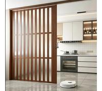 Puerta Corredera Plegable Puerta Plegable de Plástico para Armario, Baño o Ducha; Mampara Divisoria Magnética Invisible con Tirador y Cerradura; Interior Plegable de PVC(Walnut,38x80in/96.5x203cm)