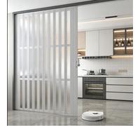 Puerta Corredera Plegable Puerta Plegable de Plástico para Armario, Baño o Ducha; Mampara Divisoria Magnética Invisible con Tirador y Cerradura; Interior Plegable de PVC(White,96x80in/244x203cm)