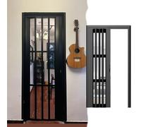 Puerta Corredera Plegable Puertas Plegables Compactas Ventana Acrílica, Puerta Interior Plegable Aluminio Armario Cocina, Divisor Privacidad Deslizante Que Ahorra Espacio(Black,44x80in(111.7x203cm))