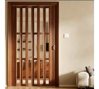 Puerta Corredera Plegable Puertas Plegables de Vinilo para Armarios o Puertas de Paso, Puerta Plegable Tipo Acordeón con Cerradura para Baño o Ducha, Biombo Deslizante(Walnut,98x80in/249x203cm)