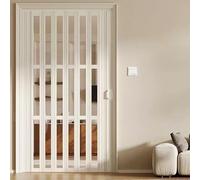 Puerta Corredera Plegable Puertas Plegables de Vinilo para Armarios o Puertas de Paso, Puerta Plegable Tipo Acordeón con Cerradura para Baño o Ducha, Biombo Deslizante(White,79x80in/201x203cm)