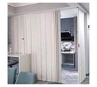 Puerta corredera plegable retráctil, diseño de acordeón interno de PVC con sistema de pista/polea, ideal para espacios de cocina y baño