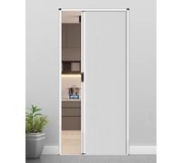 Puerta corredera retráctil, Kit de puerta plegable Concertina blanca interna con cerradura sin taladro(105x195cm (41.3x76.8in))