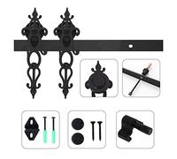 Puerta corredera tipo granero, 2m-6m Kit de hardware de puerta de granero deslizante 7T-20 pies Sistema industrial de pista de rodillo de guardarropas for una sola puerta de madera(224cm 7.3FT)