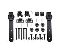 Puerta corredera tipo granero, Mini kit de hardware de puerta de granero deslizante Armario de riel colgante conjunto Riel de rodillo de puerta sin ranura Guía de tierra Slot Silencio silencioso